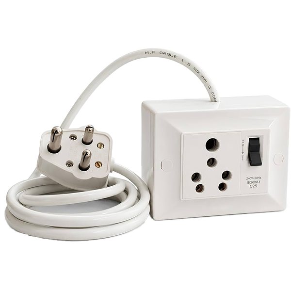 Dazvi 16A Extension Board with MCB Switch, 16 Amp 3 Pin Plug
